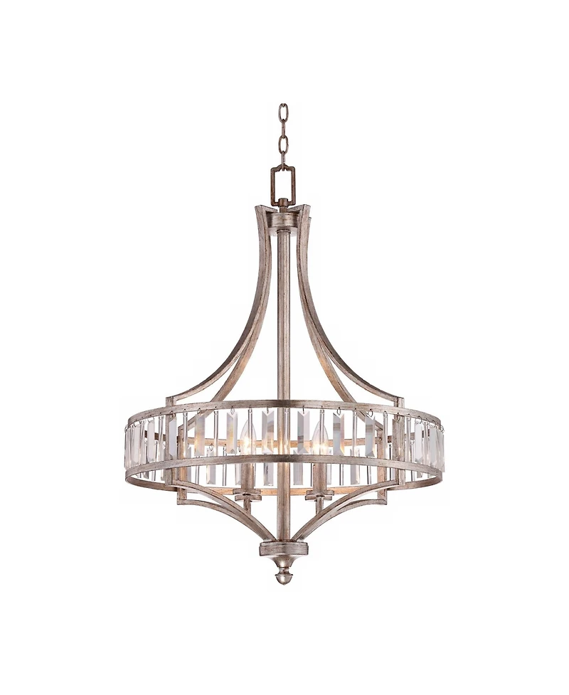 Vienna Full Spectrum Soft Silver Chandelier 24" Wide Crystal Glass 4-Light Fixture for Dining Room House Kitchen Bedroom
