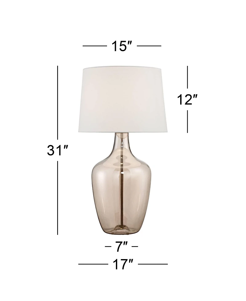 Possini Euro Design Ania 31" Tall Jar Large Modern End Table Lamp Champagne Glass Single Off-White Shade Living Room Bedroom