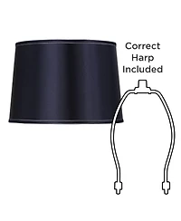 Springcrest Sydnee Navy with Silver Trim Medium Drum Lamp Shade 14" Top x 16" Bottom x 11" Slant (Spider) Replacement with Harp and Fin