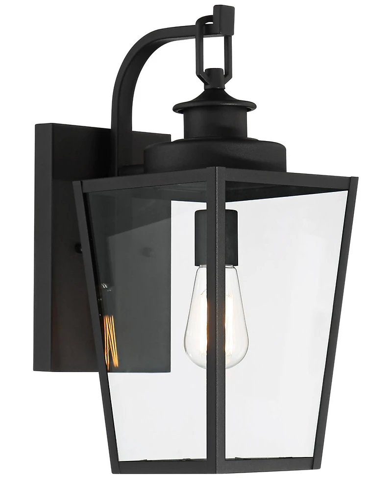 Ackerly Modern Outdoor Wall Light Fixture Textured Black Steel 17 1/4" Clear Glass Panels for Exterior House Porch Patio Outside Deck Garage Yard Fron