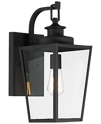 Ackerly Modern Outdoor Wall Light Fixture Textured Black Steel 17 1/4" Clear Glass Panels for Exterior House Porch Patio Outside Deck Garage Yard Fron