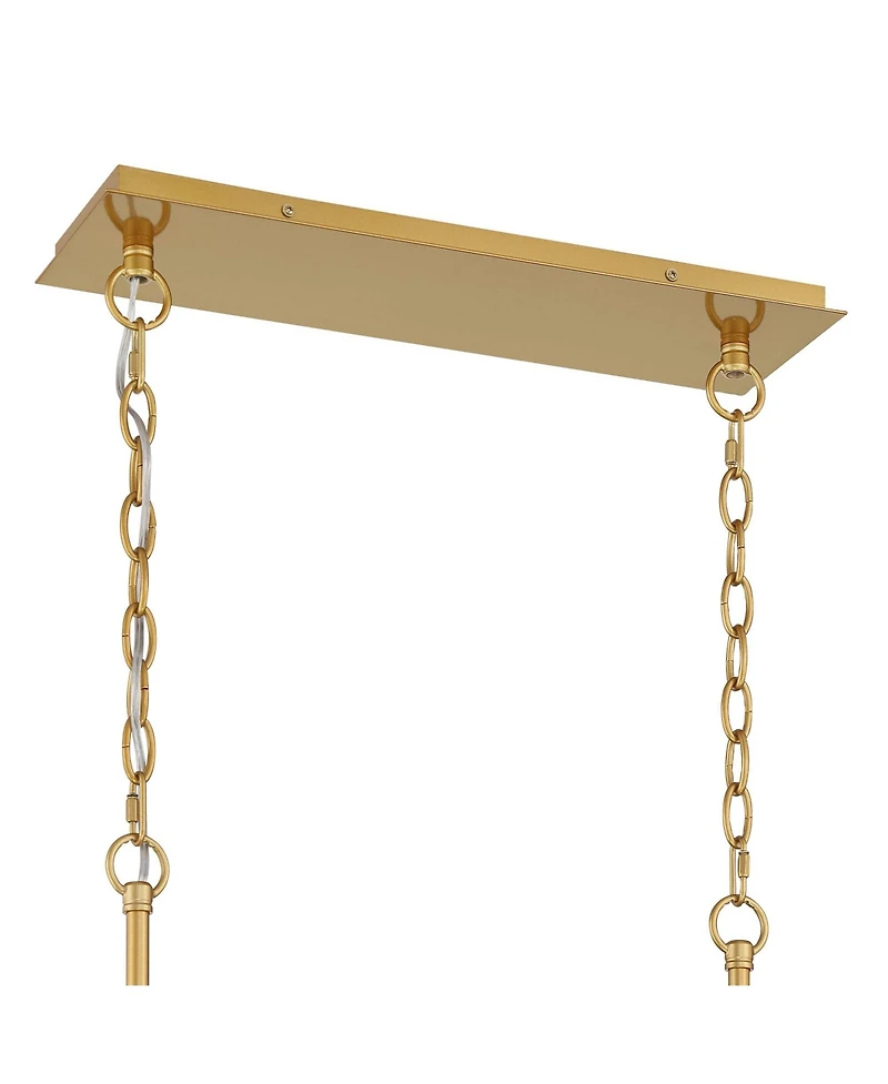 Possini Euro Design Carrine Gold Linear Island Pendant Chandelier 38.50" Wide Modern Clear Crystal Accents 8-Light Fixture for Dining Room House Foyer