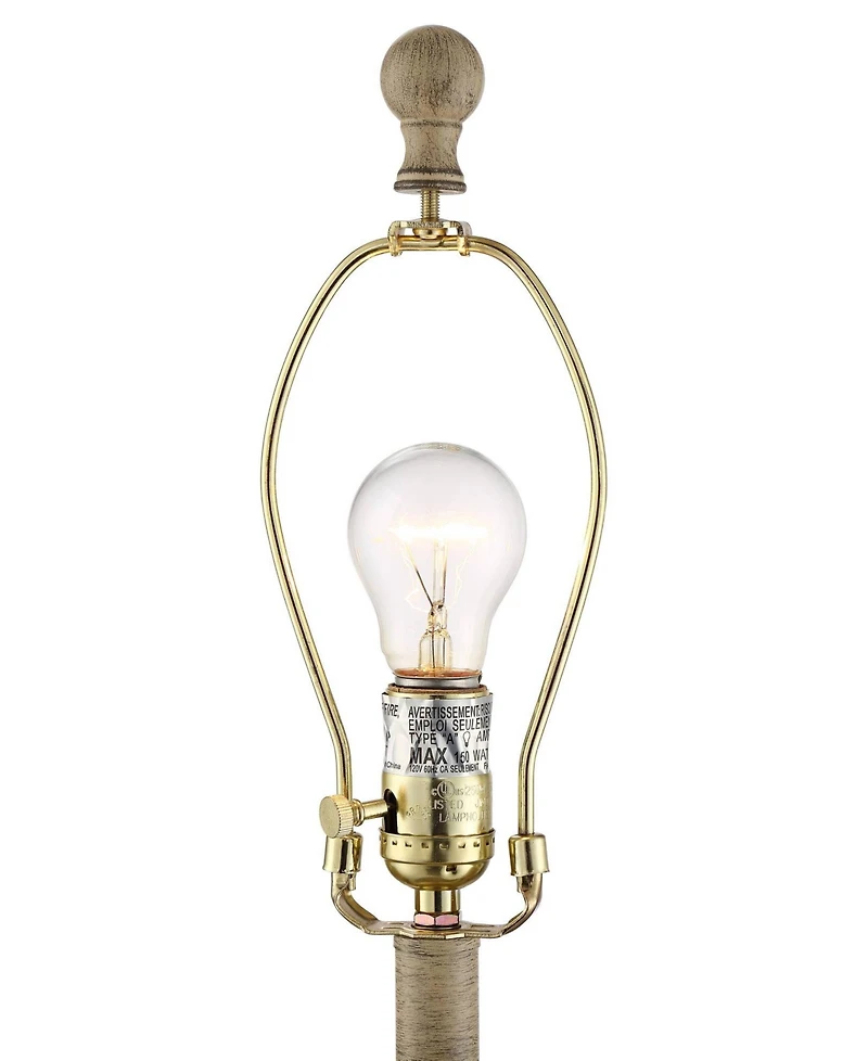 Regency Hill Serena Country Cottage Table Lamps 27 1/2" Tall Set of 2 Beige Gray Oatmeal Fabric Drum Shade for Bedroom Living Room Bedside Nights