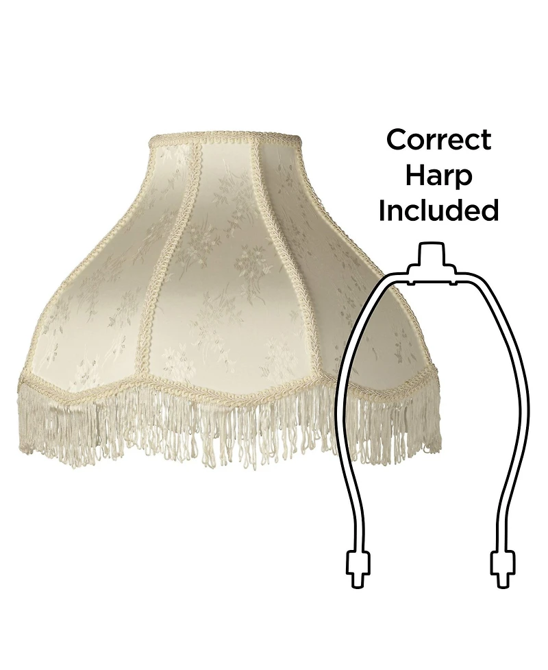 Springcrest Set of 2 Scallop Dome Lamp Shades Cream Large 6" Top x 17" Bottom x 11" High Spider Replacement Harp and Finial Fitting