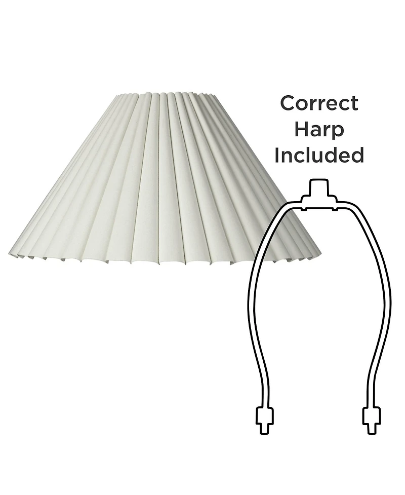 Springcrest Set of 2 Box Pleat Empire Lamp Shades Antique White Large 7" Top x 20.5" Bottom x 10.75" High Spider Harp and Finial