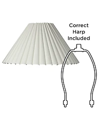 Springcrest Set of 2 Box Pleat Empire Lamp Shades Antique White Large 7" Top x 20.5" Bottom x 10.75" High Spider Harp and Finial