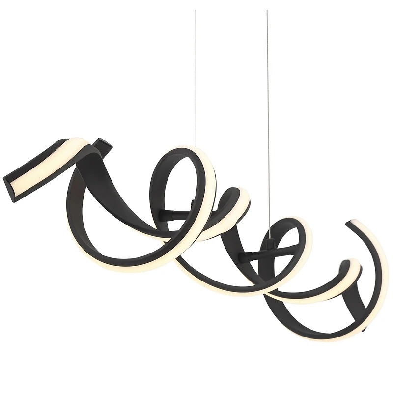 Possini Euro Design Helix Sand Black Island Pendant Chandelier 46" Wide Modern Spiral Dimmable Led Light Dining Room Ceiling