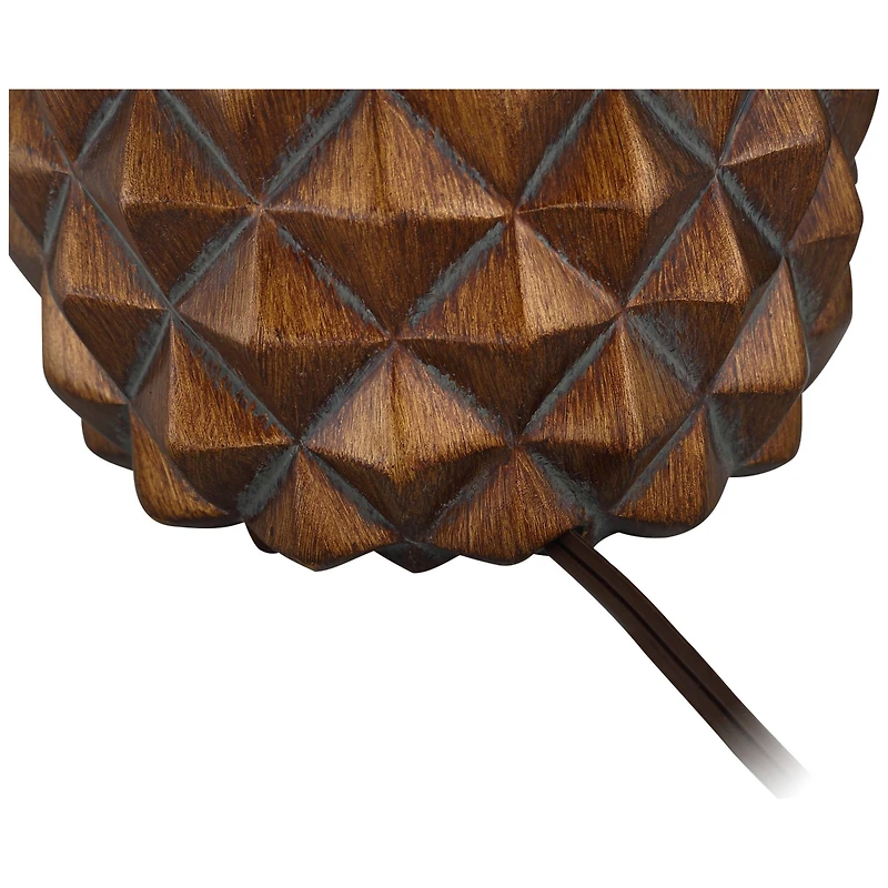 Regency Hill Paget Tropical Accent Table Lamp 23 3/4" High Pineapple Brown Oatmeal Fabric Tapered Drum Shade for Bedroom Living Room Bedside Offi