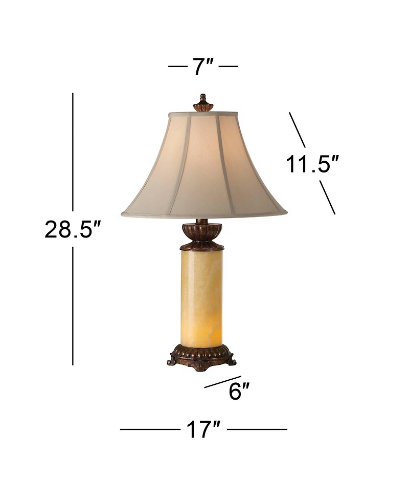 Barnes and Ivy Traditional Table Lamp with Nightlight 28.5" Tall Bronze Onyx Column Off White Bell Shade for Living Room Family Bedroom