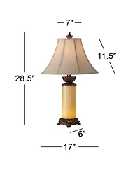 Barnes and Ivy Traditional Table Lamp with Nightlight 28.5" Tall Bronze Onyx Column Off White Bell Shade for Living Room Family Bedroom