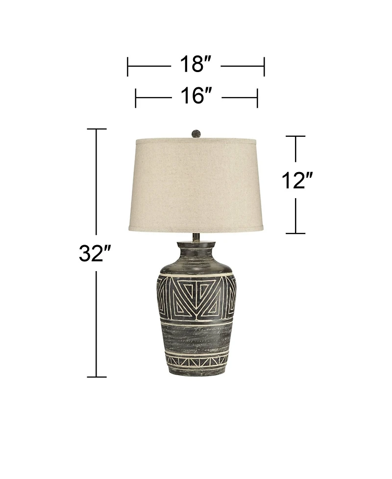John Timberland Miguel Rustic Table Lamp Southwest 32" Tall Earth Tone Linen Drum Shade for Bedroom Living Room Bedside Nightstand Office Kids Ho