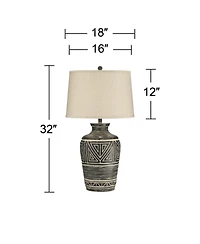 John Timberland Miguel Rustic Table Lamp Southwest 32" Tall Earth Tone Linen Drum Shade for Bedroom Living Room Bedside Nightstand Office Kids Ho