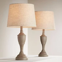 360 Lighting Claude Rustic Farmhouse Accent Table Lamps 21" High Set of 2 Beige Washed Linen Drum Shade for Bedroom Living Room Bedside Nightstan