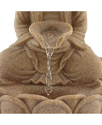Calm Buddha 14" High Small Zen Asian Indoor Outdoor Decor Sand Stone Tabletop Fountain with Light Led Outside