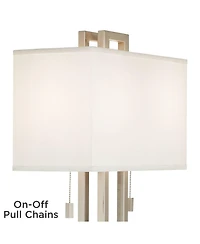 Possini Euro Design Modern Table Lamp 30" Tall Brushed Nickel Metal White Fabric Rectangular Shade for Bedroom Living Room House Bedside Nightsta