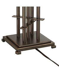 Franklin Iron Works Metro Mission Accent Table Lamp 23 1/2" High Bronze Cone Alabaster Art Glass Shade for Bedroom Living Room Bedside Nightstand