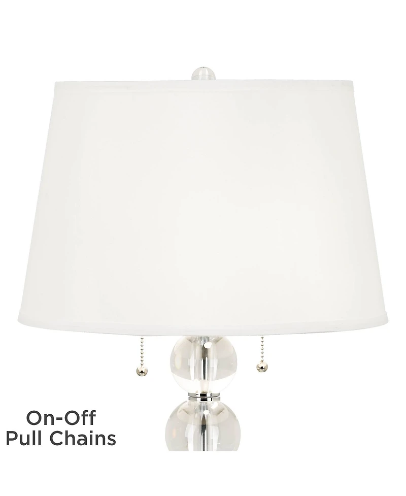 Vienna Full Spectrum Modern Table Lamp 26 1/2" High Stacked Clear Crystal Spheres Glass White Drum Shade for Bedroom Living Room House Home Night