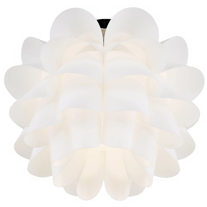 Possini Euro Design Modern Ceiling Light Semi Flush Mount Fixture 15 3/4" Wide White Flower for Bedroom Kitchen Living Room Hallway Bathroom Hous
