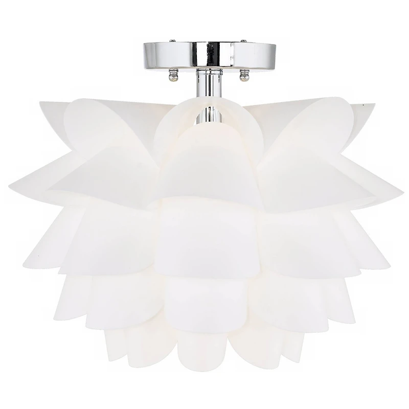 Possini Euro Design Modern Ceiling Light Semi Flush Mount Fixture 15 3/4" Wide White Flower for Bedroom Kitchen Living Room Hallway Bathroom Hous