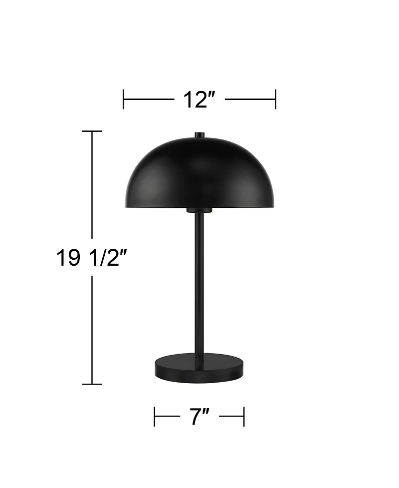 360 Lighting Rhys Modern Mid Century Luxury Accent Table Lamps 19 1/2" High Set of 2 Black Metal Dome Shaped Shade for Bedroom Living Room Bedsid
