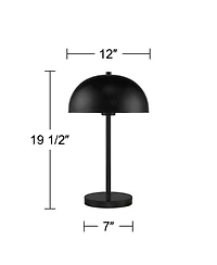 360 Lighting Rhys Modern Mid Century Luxury Accent Table Lamps 19 1/2" High Set of 2 Black Metal Dome Shaped Shade for Bedroom Living Room Bedsid