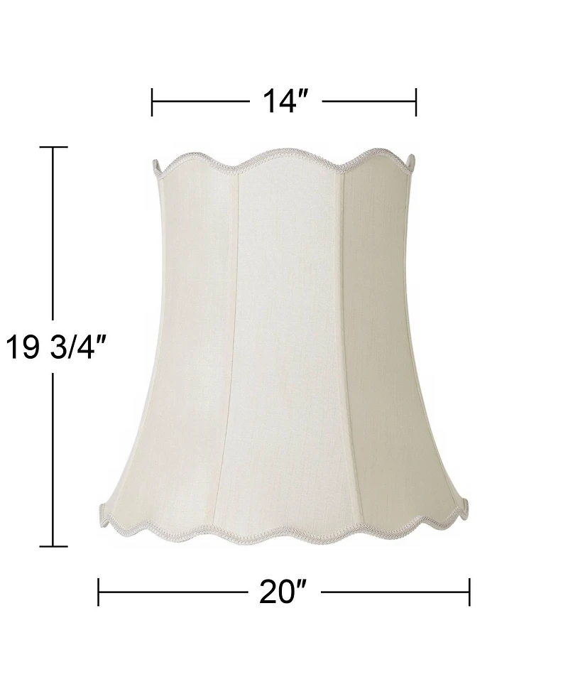 Imperial Shade Creme Large Scallop Bell Lamp Shade 14" Top x 20" Bottom x 20" Slant x 19.75 High (Spider) Replacement with Harp and Fin