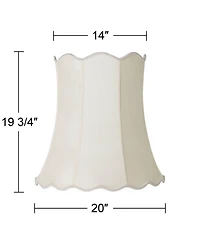 Imperial Shade Creme Large Scallop Bell Lamp Shade 14" Top x 20" Bottom x 20" Slant x 19.75 High (Spider) Replacement with Harp and Fin