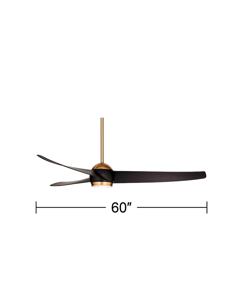 60" Possini Euro Design Stresa Modern Indoor Ceiling Fan with Dimmable Led Light Remote Control Warm Brass Matte Black for Living Room Kitchen Ho