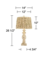 Regency Hill Carlisle Modern Coastal Table Lamps 26 1/2" High Set of 2 Beige Sea Grass Tapered Drum Shade for Bedroom Living Room Bedside Nightst