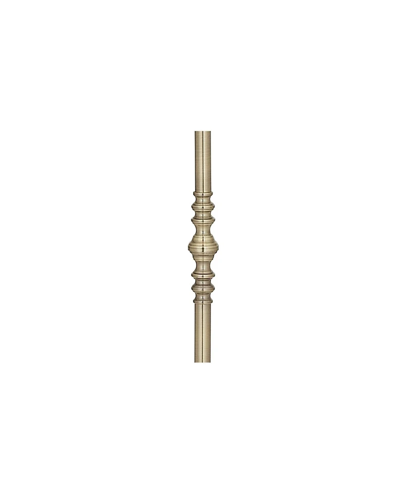 Regency Hill Montebello Vintage Retro Floor Lamp 60" Tall Antique Brass Metal Swing Arm Soft Tan Bell Shade for Living Room Bedroom Office House