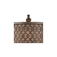 Regency Hill French Buffet Table Lamp Beige Scroll Metal Lattice Candlestick Framed Cylinder Shade for Dining Room