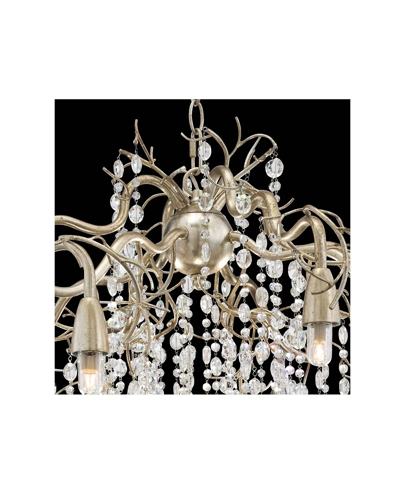 Possini Euro Design Branches Champagne Silver Chandelier 31" Wide Modern Clear Crystal 8-Light Fixture for Dining Room House Kitchen Island Entry