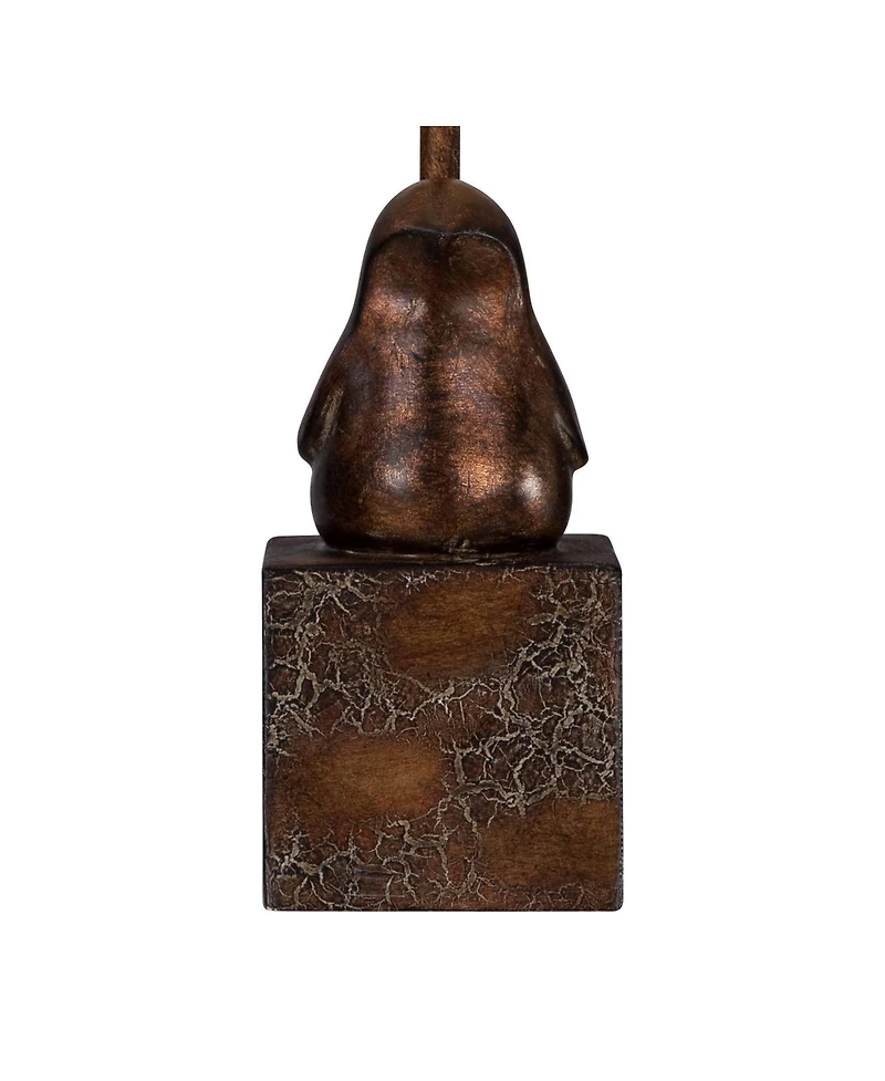 360 Lighting Bird Moderne Rustic Farmhouse Accent Table Lamp 15 1/2" High Sculptural Crackle Bronze Brown Natural Burlap Drum Shade Bedroom Night