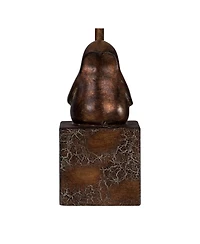 360 Lighting Bird Moderne Rustic Farmhouse Accent Table Lamp 15 1/2" High Sculptural Crackle Bronze Brown Natural Burlap Drum Shade Bedroom Night