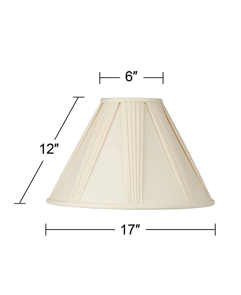Springcrest Collection Empire Lamp Shade Ivory French Drape Large 6" Top x 17" Bottom x 12" High Spider Harp and Finial Fitting
