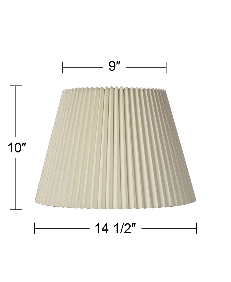 Springcrest Ivory Linen Knife Pleat Medium Lamp Shade 9" Top x 14.5" Bottom x 10" High (Spider) Replacement with Harp and Finial