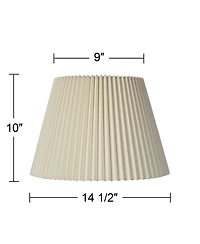 Springcrest Ivory Linen Knife Pleat Medium Lamp Shade 9" Top x 14.5" Bottom x 10" High (Spider) Replacement with Harp and Finial