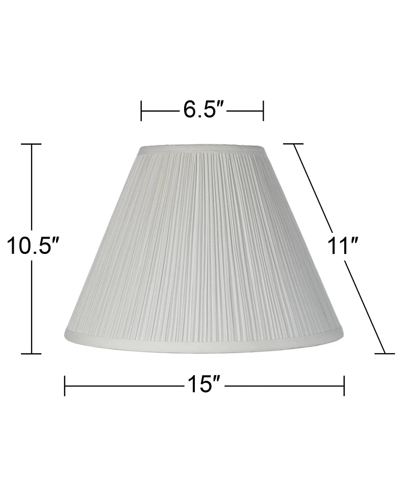 Springcrest 6 1/2" Top x 15" Bottom x 10 1/2" High x 11" Slant Lamp Shade Replacement Medium White Pleated Spider Harp Finial