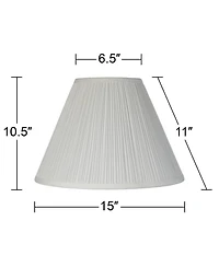 Springcrest 6 1/2" Top x 15" Bottom x 10 1/2" High x 11" Slant Lamp Shade Replacement Medium White Pleated Spider Harp Finial