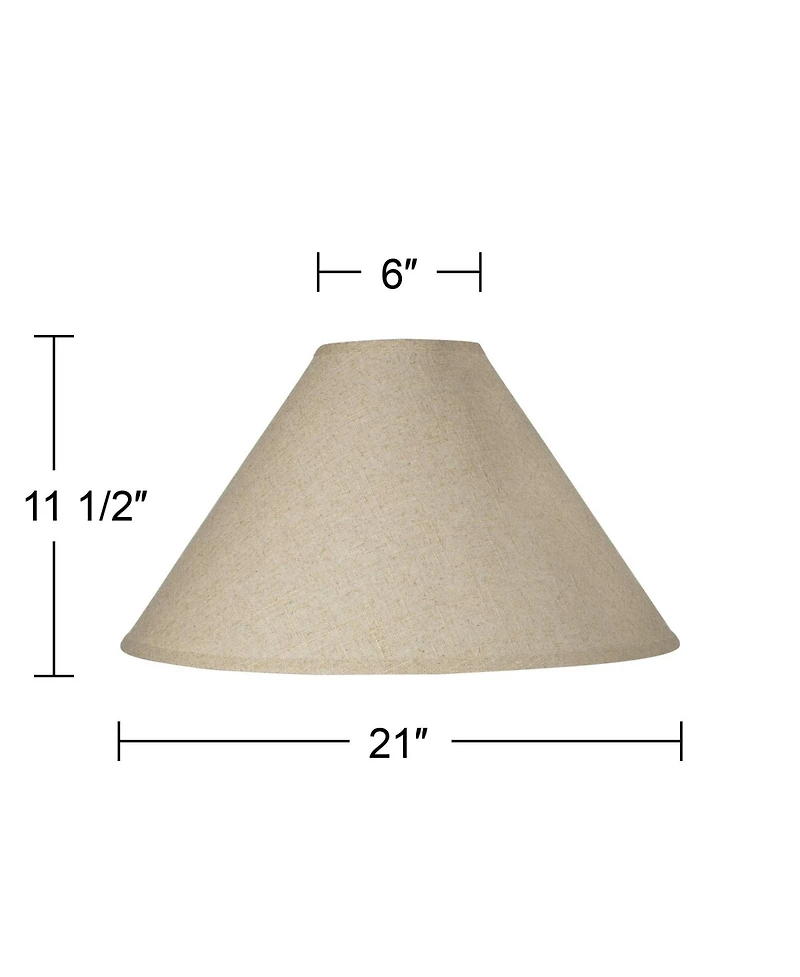 Springcrest Empire Lamp Shade Fine Burlap Large 6" Top x 21" Bottom x 13.5" High Spider Fitting with Replacement Harp and Finial
