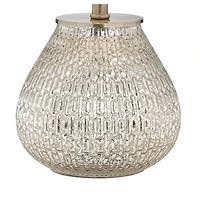 360 Lighting Cottage Accent Table Lamp 19 1/2" High Mercury Glass Teardrop Gray Drum Shade for Bedroom Bedside Nightstand Office