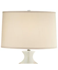 Possini Euro Design Marci Modern Table Lamp 32" Tall Ceramic Ivory Drip Glaze Off White Oval Shade for Bedroom Living Room Bedside Nightstand Off