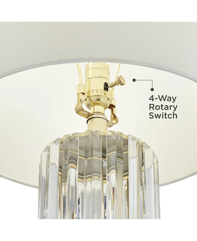 Regency Hill Rivera Traditional Table Lamp 27 3/4" Tall Clear Glass with Nightlight Led White Shade for Bedroom Living Room Bedside Nightstand Of