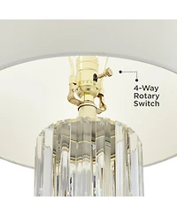 Regency Hill Rivera Traditional Table Lamp 27 3/4" Tall Clear Glass with Nightlight Led White Shade for Bedroom Living Room Bedside Nightstand Of