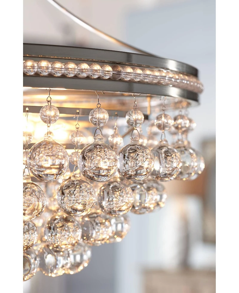 Vienna Full Spectrum Wohlfurst Brushed Nickel Silver Pendant Chandelier 20 1/4" Wide Clear Crystal 5-Light Fixture for Dining Room House Foyer Entrywa