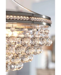 Vienna Full Spectrum Wohlfurst Brushed Nickel Silver Pendant Chandelier 20 1/4" Wide Clear Crystal 5-Light Fixture for Dining Room House Foyer Entrywa