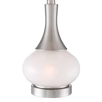 360 Lighting Serrena Modern Accent Table Lamp 23" High White Glass Brushed Nickel Metal with Nightlight Drum Shade for Bedroom Living Room House