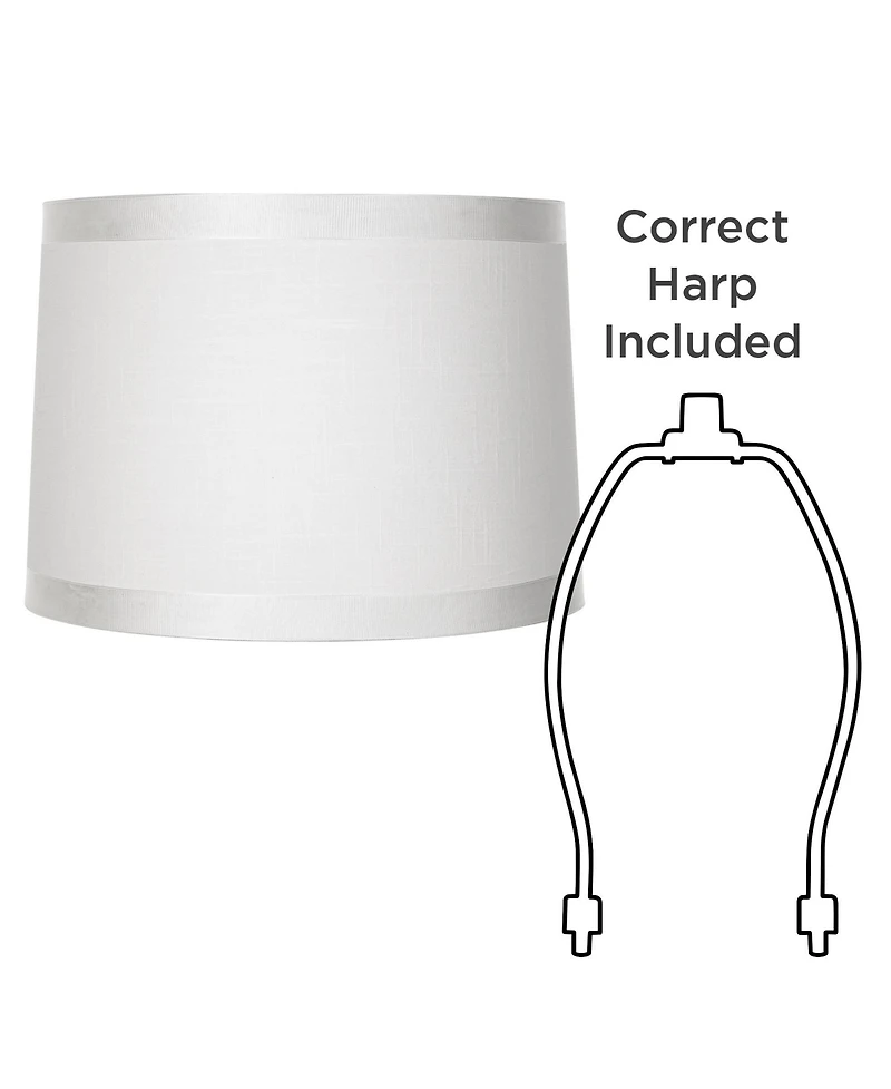 Springcrest Off-White Fabric Medium Drum Lamp Shade 13" Top x 14" Bottom x 10" High (Spider) Replacement with Harp and Finial
