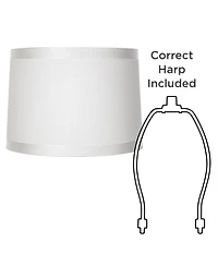 Springcrest Off-White Fabric Medium Drum Lamp Shade 13" Top x 14" Bottom x 10" High (Spider) Replacement with Harp and Finial