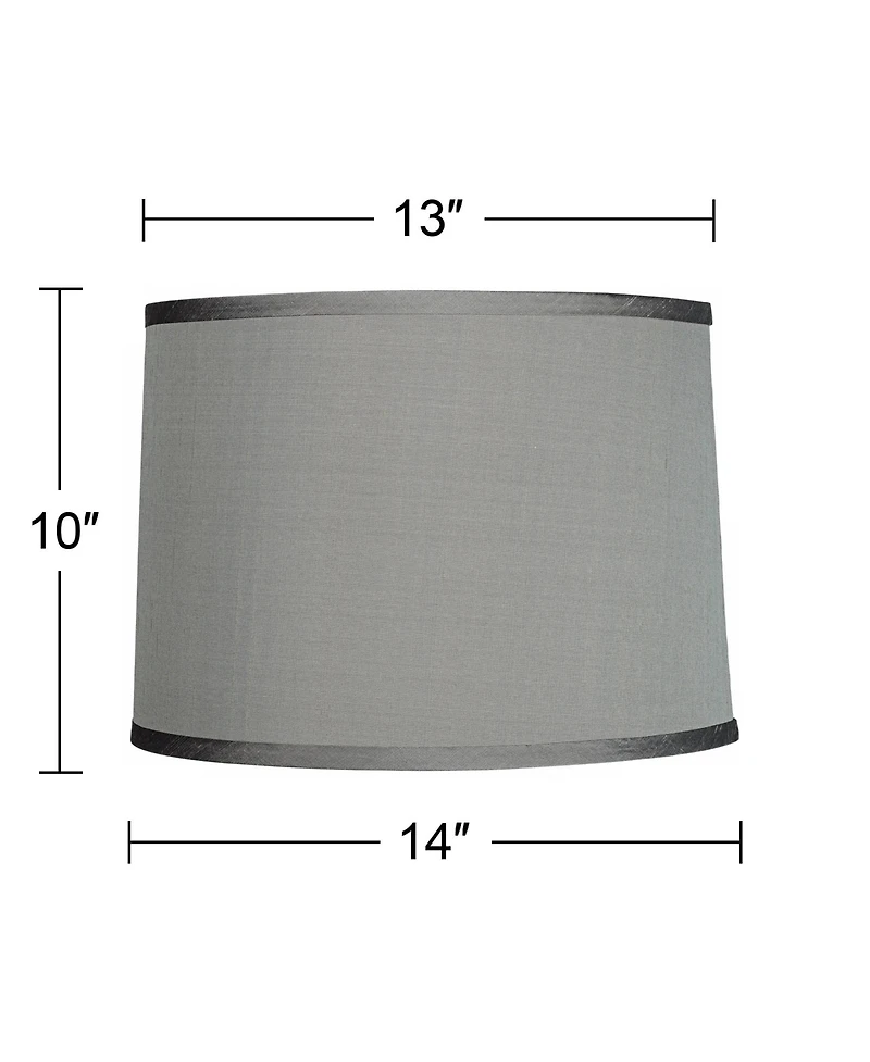 Platinum Gray Medium Dupioni Silk Lamp Shade 13" Top x 14" Bottom x 10" Slant x 10" High (Spider) Replacement with Harp and Finial - Springcrest
